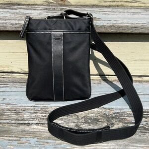 Coach Small Crossbody Black Nylon and Leather Purse Handbag Phone Bag Y2K
